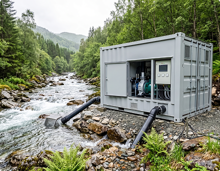 Containerized micro hydro power unit